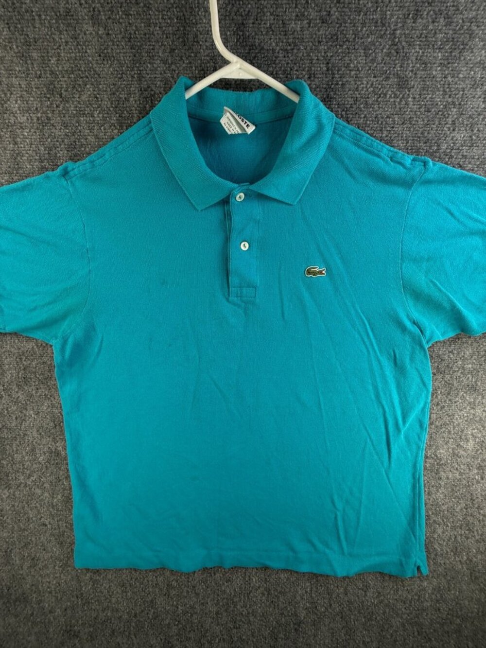 Lacoste Light Blue Short Sleeve Polo Shirt Men Croc Logo Cotton Size 6 Preppy